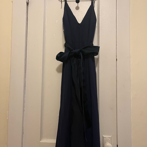 David’s Bridal V-Neck Crepe Mermaid Bridesmaids Dress VW360489 in Navy Blue NWT - Picture 7 of 8